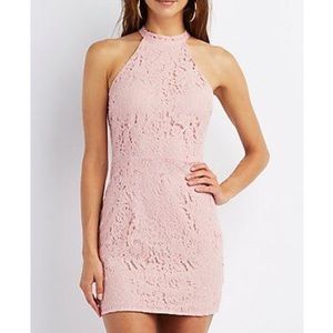 Light pink lace bodycon dress